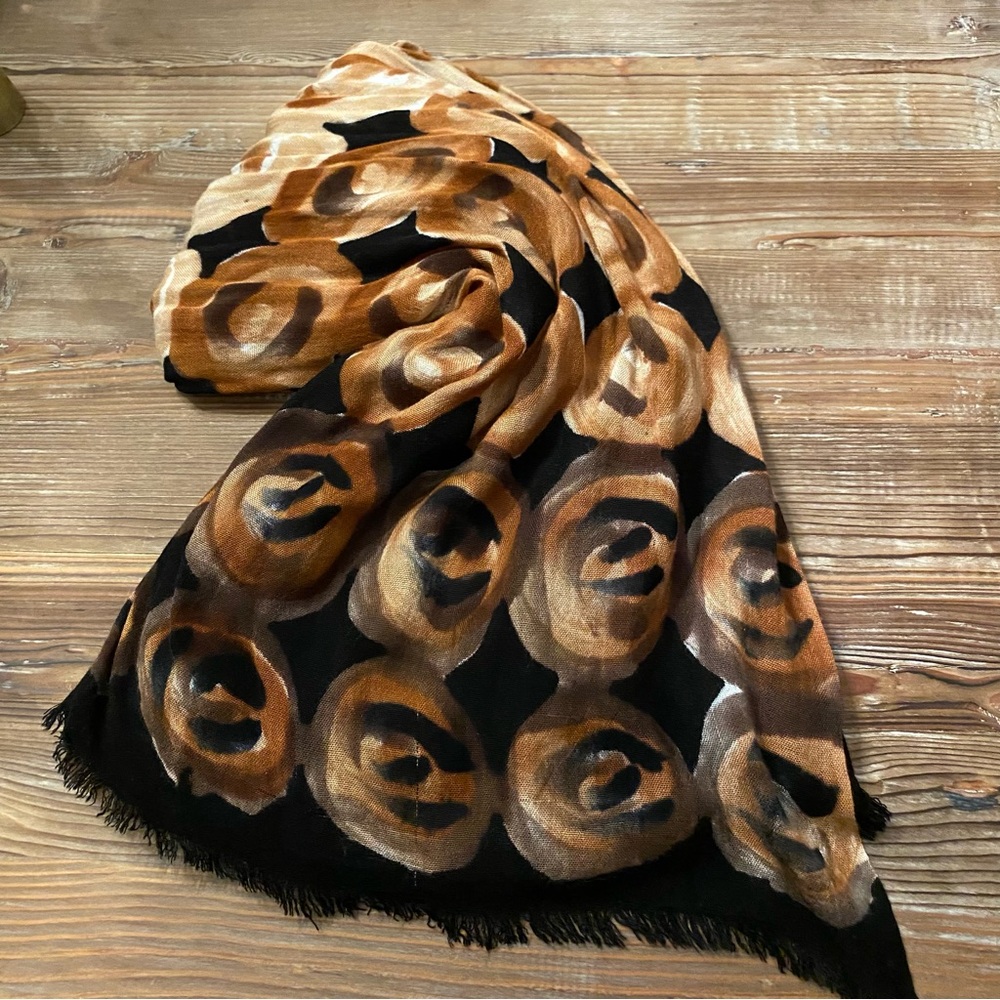 Brown & Black Abstract Scarf